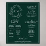 Emerald Green Leafy Crest Monogram Wedding Program Poster<br><div class="desc">We're loving this trendy, modern emerald green a formal wedding ceremony program Poster! Simple, elegant, and oh-so-pretty, it features a hand drawn leafy wreath encircling a modern wedding monogram. It is personalized in elegant typography, and accented with hand-lettered calligraphy. Finally, it is trimmed in a delicate frame. features all the...</div>