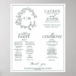 Emerald Green Leafy Crest Monogram Wedding Program Poster<br><div class="desc">We're loving this trendy, modern emerald green a formal wedding ceremony program Poster! Simple, elegant, and oh-so-pretty, it features a hand drawn leafy wreath encircling a modern wedding monogram. It is personalized in elegant typography, and accented with hand-lettered calligraphy. Finally, it is trimmed in a delicate frame. features all the...</div>