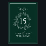 Emerald Green Leafy Crest Monogram Wedding  Table Number<br><div class="desc">We're loving this trendy, modern emerald green wedding table number! Simple, elegant, and oh-so-pretty, it features a hand drawn leafy wreath encircling a modern wedding table number. It is personalized in elegant typography, and accented with hand-lettered calligraphy. Finally, it is trimmed in a delicate frame. View suite here: https://www.zazzle.com/collections/emerald_green_leafy_crest_monogram_wedding-119957580948924617 Contact...</div>