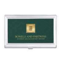Emerald Green Leather Business Corporate Gold Logo