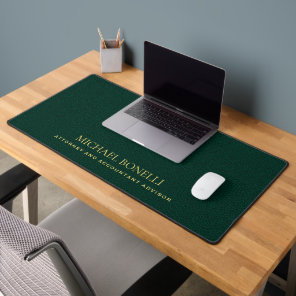 Emerald Green Leather Masculine Elegant NAME Desk Mat