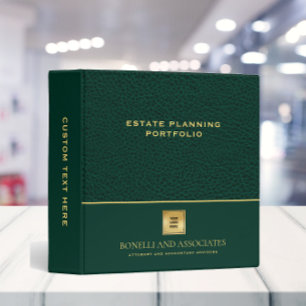 EMERALD GREEN Leather Professional LOGO Portfolio 3 Ring Binder