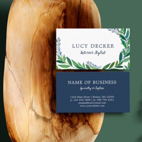 Emerald Green Leaves Business Card