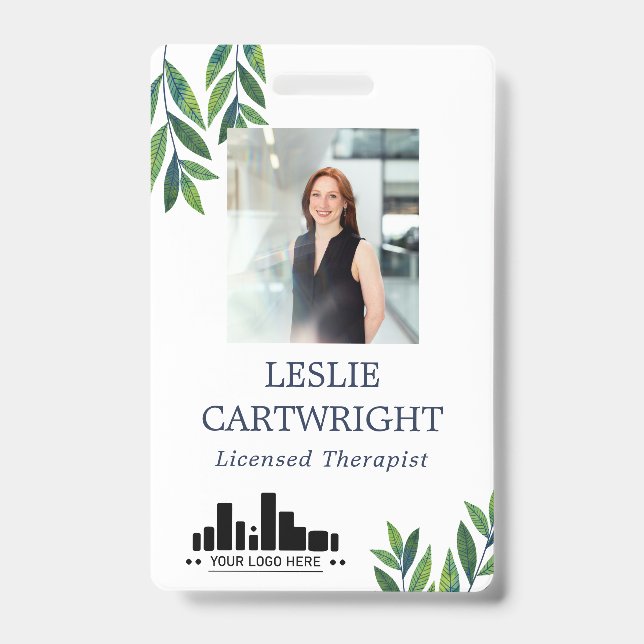 Emerald Green Leaves Id Photo & Logo Badge (Front)