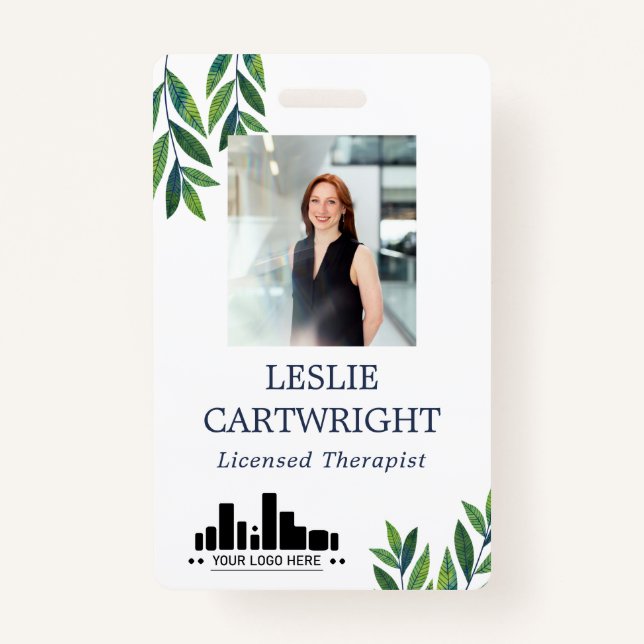 Emerald Green Leaves Id Photo & Logo Badge (Front)
