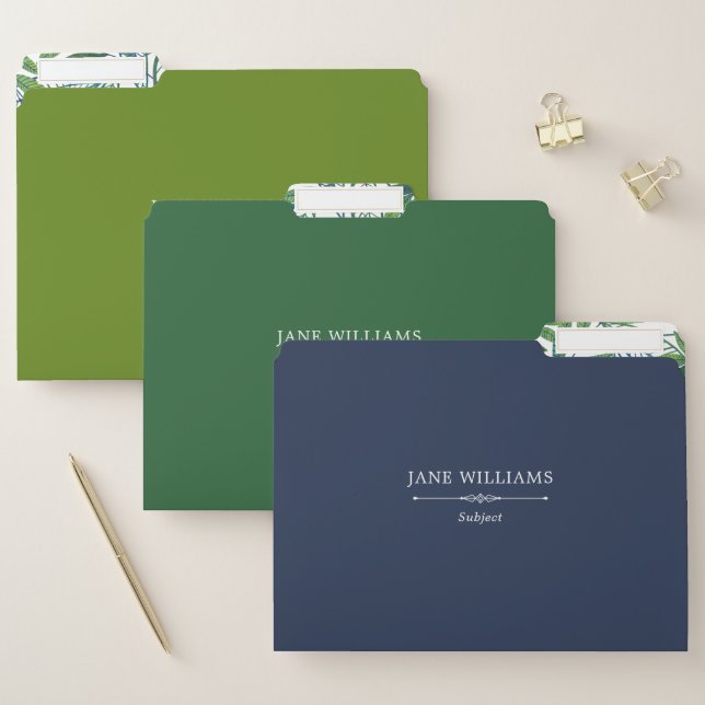 Emerald Green Leaves - Three Colors File Folder (Set)