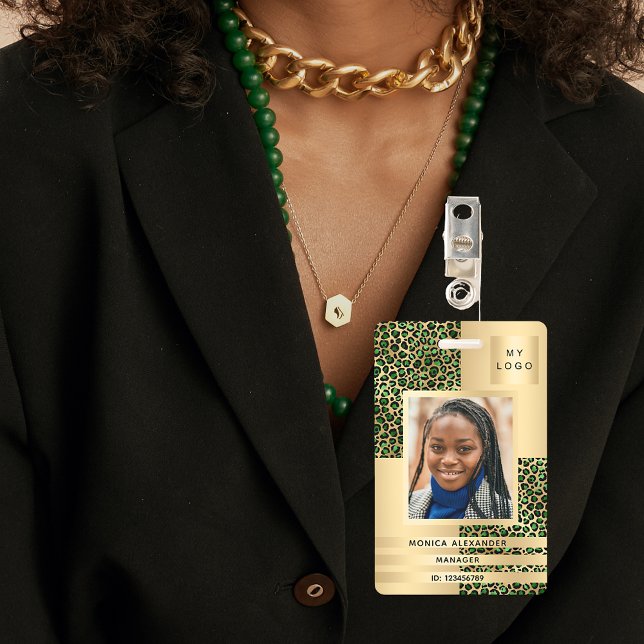 Emerald green leopard photo business corporate badge (Creator Uploaded)