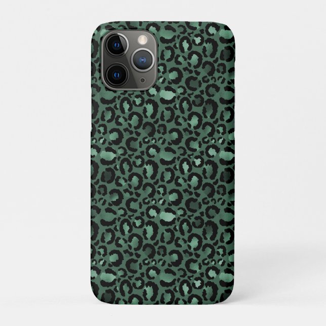 Emerald Green Leopard Print Case-Mate iPhone Case (Back)
