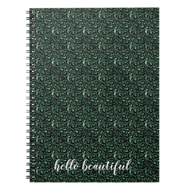 Emerald Green Leopard Print Notebook (Front)