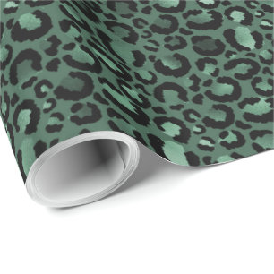 Emerald Green Leopard Print Wrapping Paper