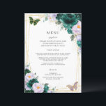 Emerald Green Lilac Floral Butterflies Quinceanera Program<br><div class="desc">Designed to co-ordinate with our Emerald Green and Purple Floral collection, this elegant menu features watercolor emerald green and purple lilac flowers and butterflies. Personalize it with your own wording and details easily and quickly, simply press the customise it button to further re-arrange and format the style and placement of...</div>