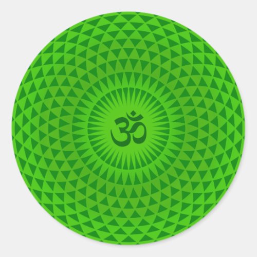 Emerald Green Lotus flower meditation wheel OM Classic Round Sticker