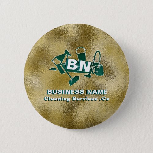 Emerald Green Maid Cleaning Services Gold Cute Button