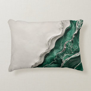 Emerald Green Marble Abstract Nature Decor Art Accent Pillow