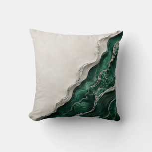 Emerald Green Marble Abstract Nature Decor Art Throw Pillow