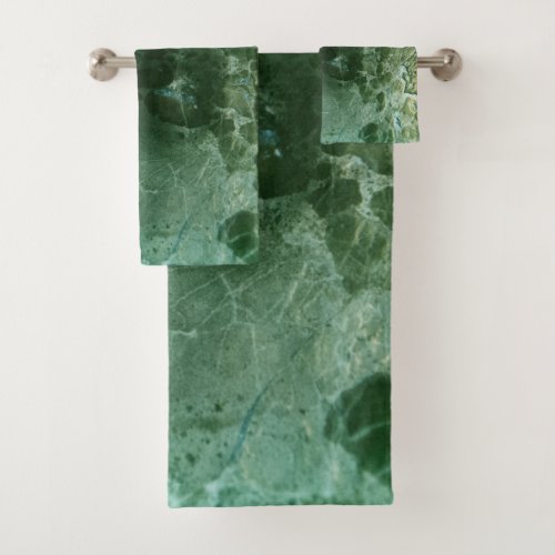Emerald Green Marble Delicado 1 wall decor art Bath Towel Set
