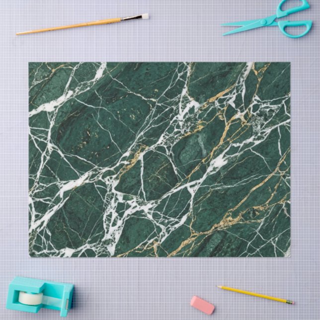 Emerald Green Marble Elegant Gold Gift Packaging Tissue Paper (Craft)