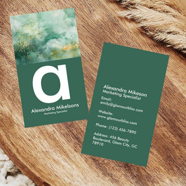 Emerald Green Marble Gold Business Card (Creator Uploaded)