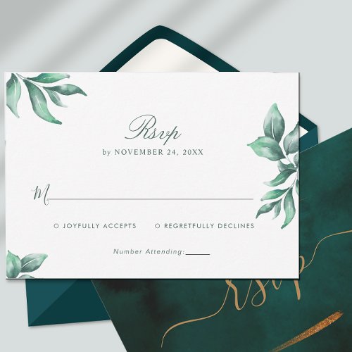 Emerald Green Marble  Gold Eucalyptus RSVP