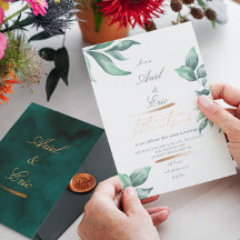 Emerald Green Marble & Gold Eucalyptus Wedding