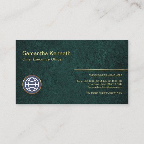 Emerald Green Marble Grunge Store Owner Business Card