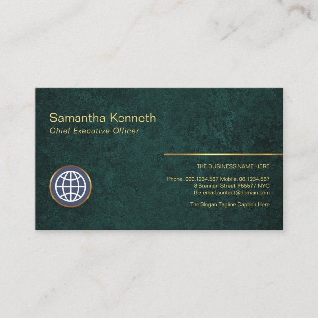 Emerald Green Marble Grunge Store Owner Business Card (Front)