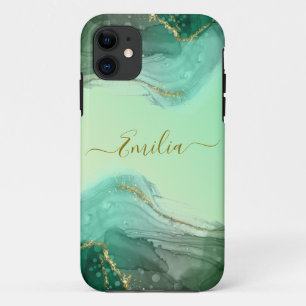 Emerald green marble iPhone Case