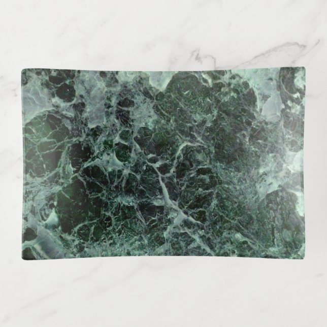 Emerald green marble plate trinket tray (Front)