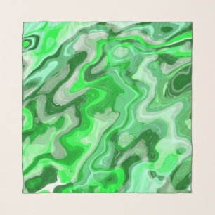 Emerald Green Marble Texture Abstract Liquid Paint Scarf