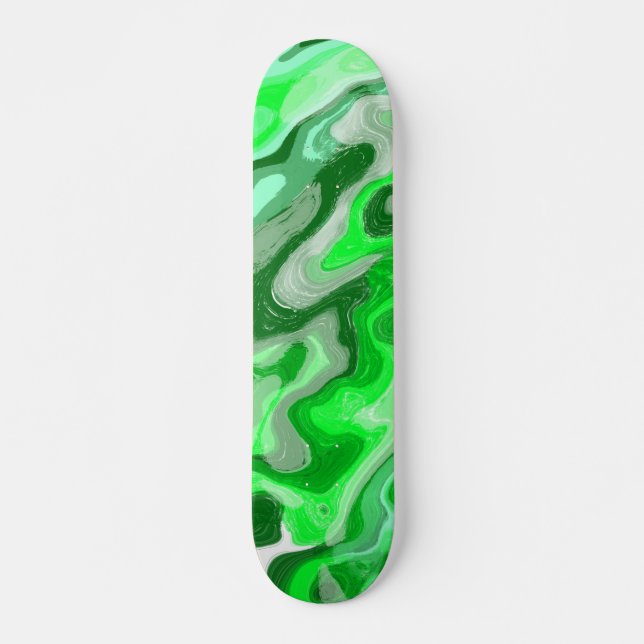 Emerald Green Marble Texture Abstract Liquid Paint Skateboard (Front)
