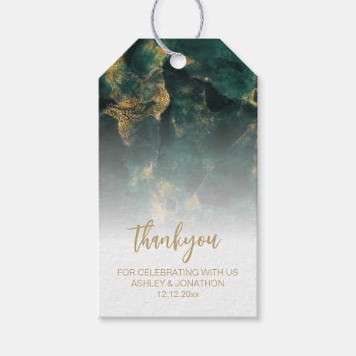 Emerald Green Marble Thank You Gift Tags