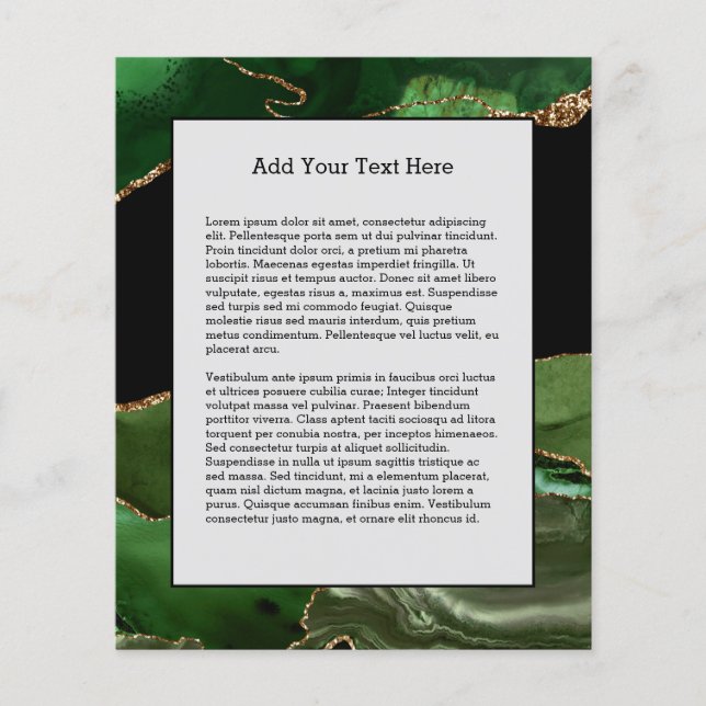 Emerald Green Marbled Agate Contemporary Stone Flyer (Front)