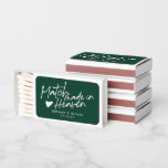 Emerald Green match made in heaven wedding favors<br><div class="desc">Match made in heaven,  trendy script wedding favors in modern elegance emerald green.</div>