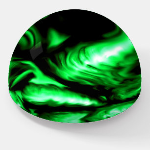 Emerald Green Melting Liquid Swirls Abstract Art Paperweight