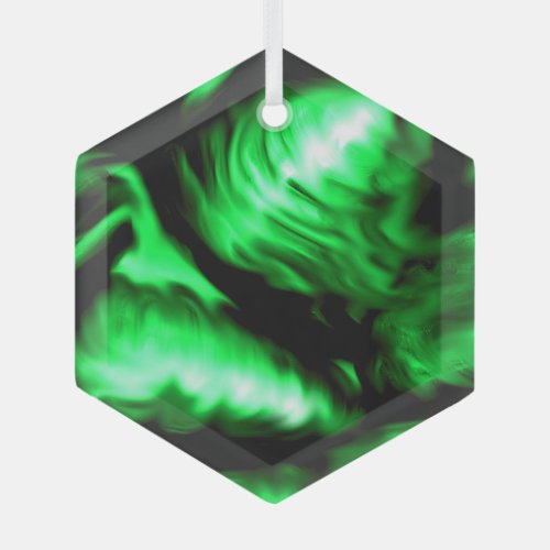 Emerald Green Melting Liquid Swirls Suncatcher  Glass Ornament