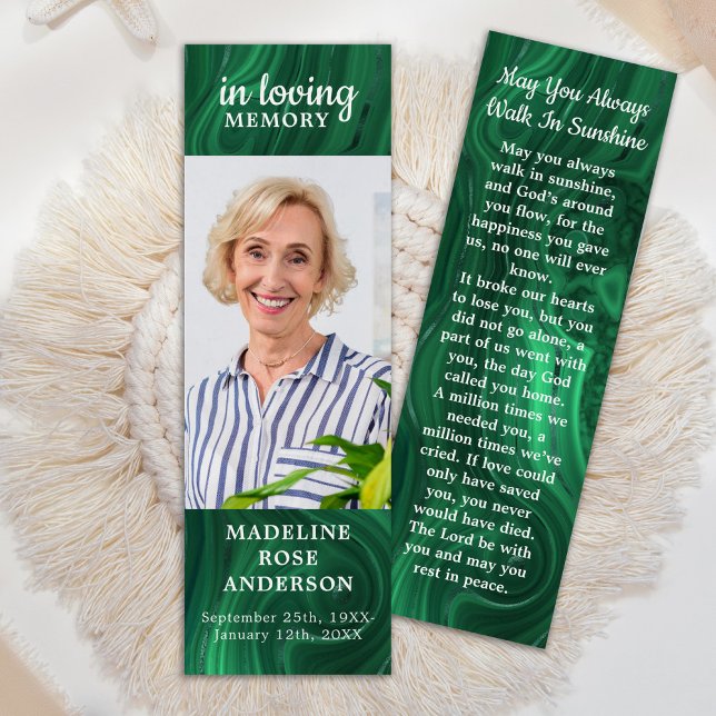 Emerald Green Memorial Funeral Poem Bookmark  (Creator Uploaded)