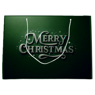 Emerald Green "Merry Christmas" Gift Bag
