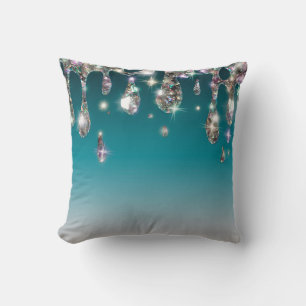 *~* Emerald Green Metallic AP7 Dripping GLITTER Throw Pillow