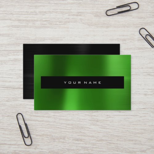 Emerald Green Metallic Black Fashion Stylist Business Card