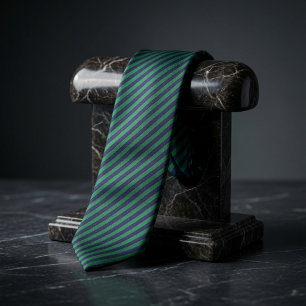 Emerald Green & Midnight Navy Diagonal Striped Neck Tie