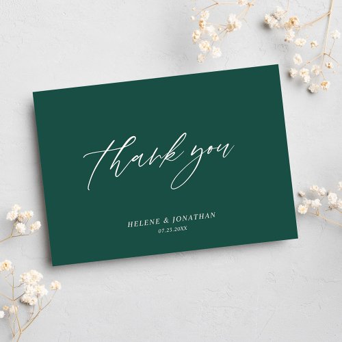 Emerald Green Minimal Modern Wedding Thank You Card