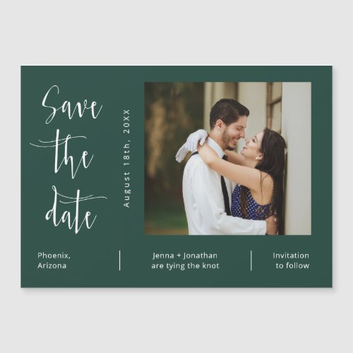 Emerald Green Minimal Save the Date Photo Magnet
