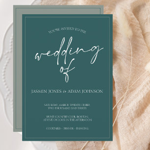 Emerald Green Minimal Script Wedding Holiday Card