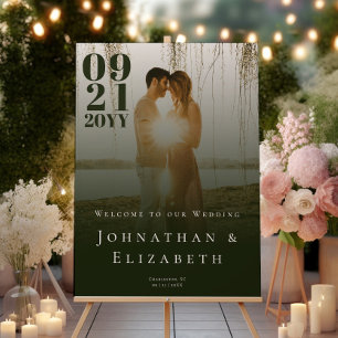 Emerald Green Minimalist Bold Type Photo Wedding Foam Board