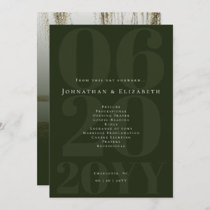 Emerald Green Minimalist Bold Type Photo Wedding Program