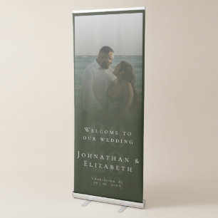 Emerald Green Minimalist Bold Type Photo Wedding Retractable Banner