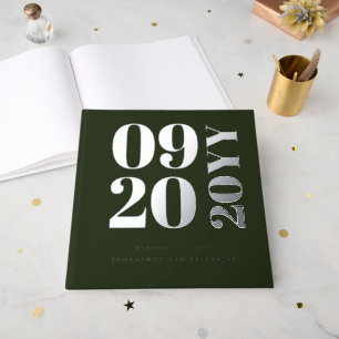 Emerald Green Minimalist Bold Type Wedding Foil Guest Book
