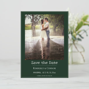 Emerald Green Minimalist Modern Photo Save The Date
