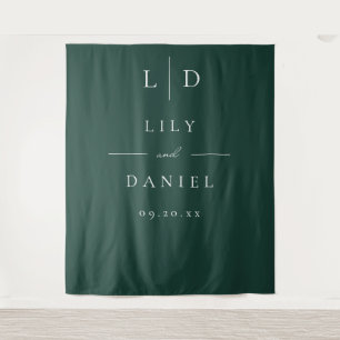 Emerald Green Minimalist Monogram Wedding Backdrop