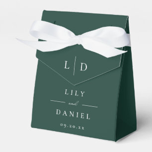 Emerald Green Minimalist Monogram Wedding  Favor Boxes